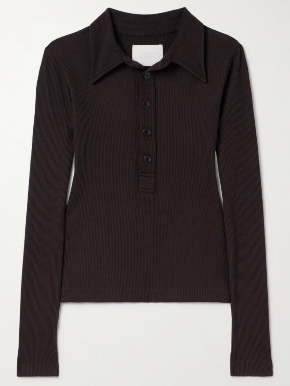 Citizens of Humanity - Long Sleeve 60's Polo In Chocolate, Size XS